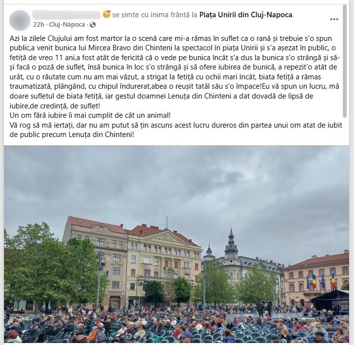 Controverse la Zilele Clujului: Gestul bunicii lui Mircea Bravo, criticat de un participant
