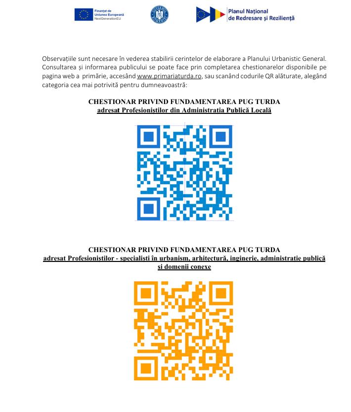 ANUNȚ PUBLIC privind demararea etapei de documentare și elaborare a studiilor de fundamentare plan urbanistic general al municipiului Turda