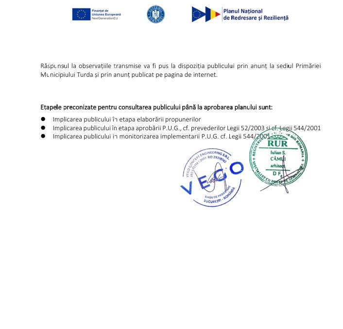 ANUNȚ PUBLIC privind demararea etapei de documentare și elaborare a studiilor de fundamentare plan urbanistic general al municipiului Turda