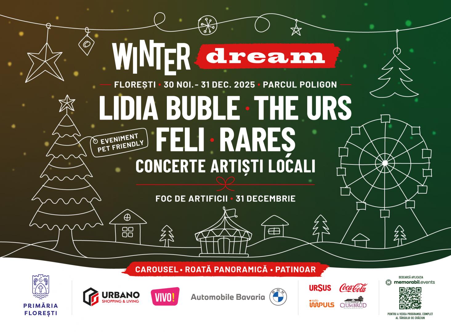 Târgul de Crăciun WINTER DREAM FLOREȘTI – începe pe 30 noiembrie în Parcul Poligon