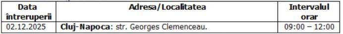 Întreruperi planificate în alimentarea cu energie electrică din județul Cluj