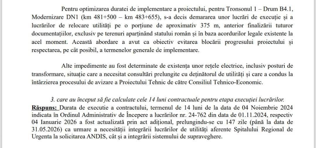 Primăria Cluj-Napoca a confirmat noul termen de finalizare pentru tronsonul 1 al Centurii Metropolitane. A fost prelungit cu 147 de zile