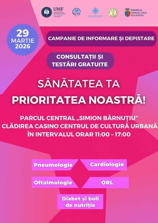 Revine campania de screening &bdquo;Sănătatea ta, prioritatea noastră!&rdquo;. Consultații gratuite, testări și sfaturi medicale &icirc;n Parcul Central