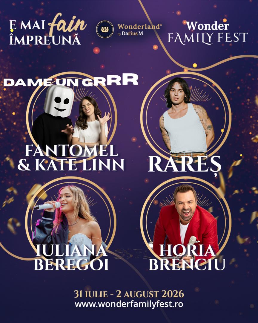WONDER FAMILY FEST 2026: Line-up internațional și activități spectaculoase la cea de-a treia ediție a celui mai complex festival de familii din Rom&acirc;ni