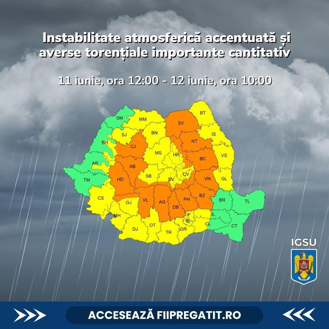 ISU Cluj, recomandări pentru populație după emiterea Codului Portocaliu de furtuni și vijelii
