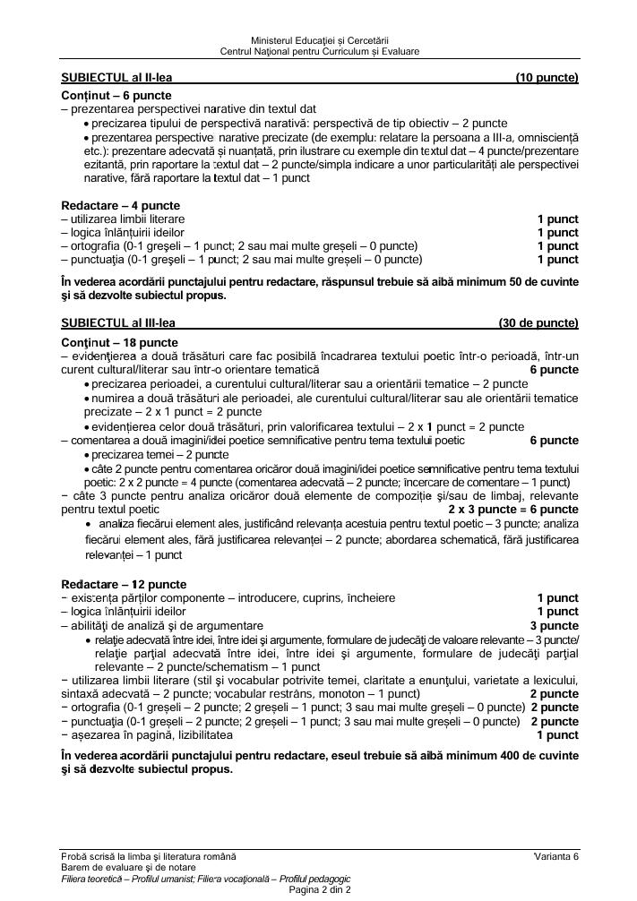 BAC 2026. S-a publicat BAREMUL de corectare la limba rom&acirc;nă. Vezi cum se punctează lucrările &icirc;n funcție de profil