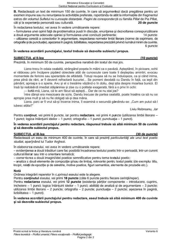 BAC 2026. Ce SUBIECTE au primit elevii la Limba și literatura rom&acirc;nă
