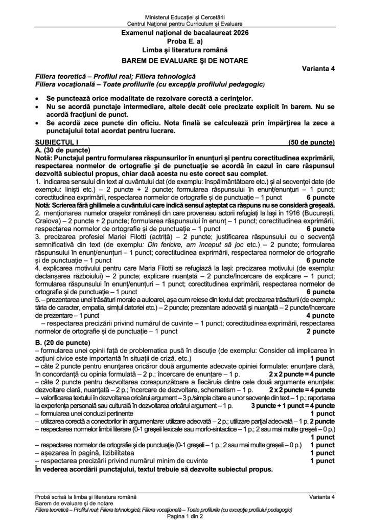 BAC-ul de toamnă 2026. Ce SUBIECTE au primit elevii la Limba și literatura rom&acirc;nă/ BAREMELE de corectare