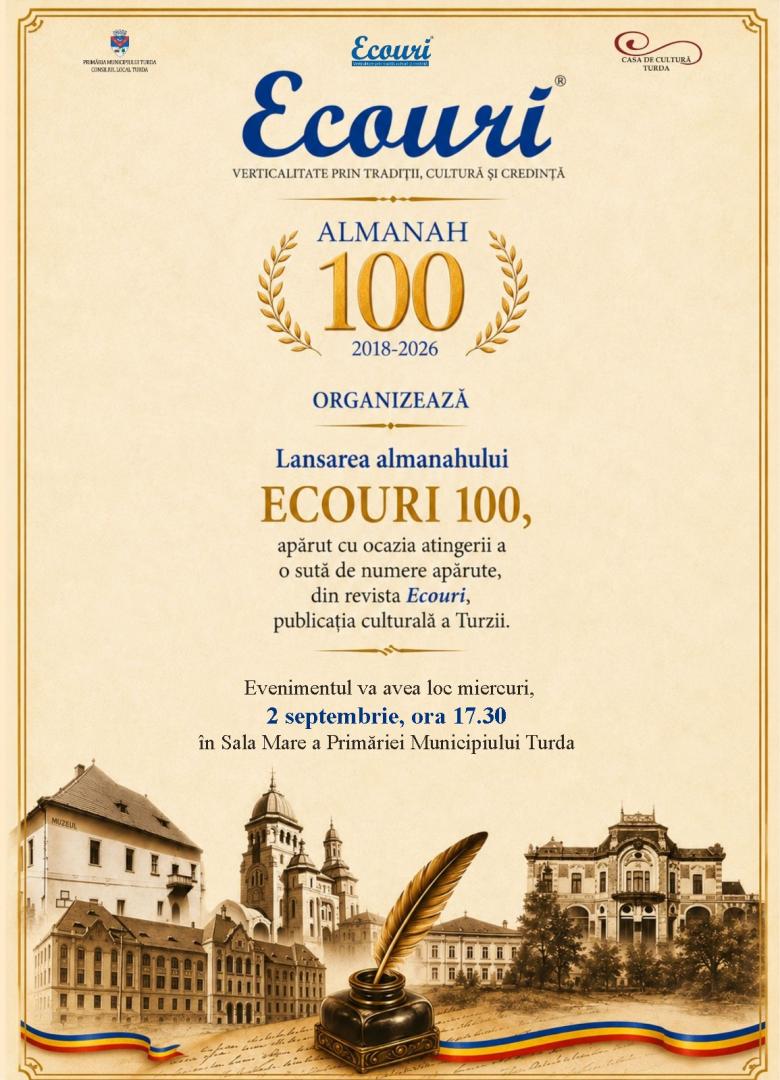 Turda sărbătorește 100 de numere ale revistei &bdquo;Ecouri&rdquo;. Almanah aniversar, lansat la Primărie
