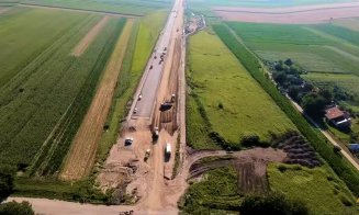 Şantierul autostrăzii Câmpia Turzii - Târgu Mureș, văzut din avion: "avans în ritm acceptabil"