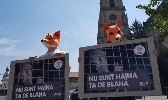 "Nu sunt haina ta de blană". Demonstraţie PETA la Cluj