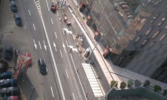 Marcajele rutiere de la Iulius Mall, refăcute peste noapte
