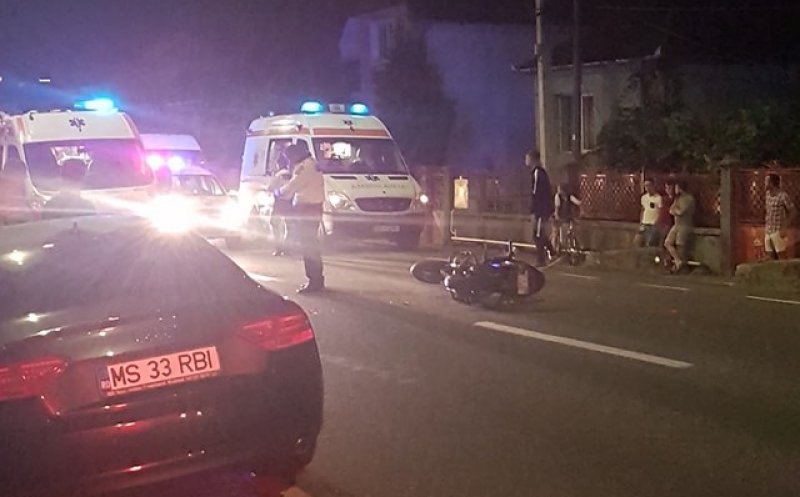 Accident la intrare în Baciu, cu o motocicletă. Trafic blocat