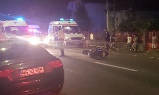Accident la intrare în Baciu, cu o motocicletă. Traficul este blocat