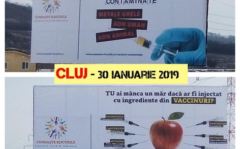 Au dispărut panourile cu mesaje antivaccinare din Cluj-Napoca