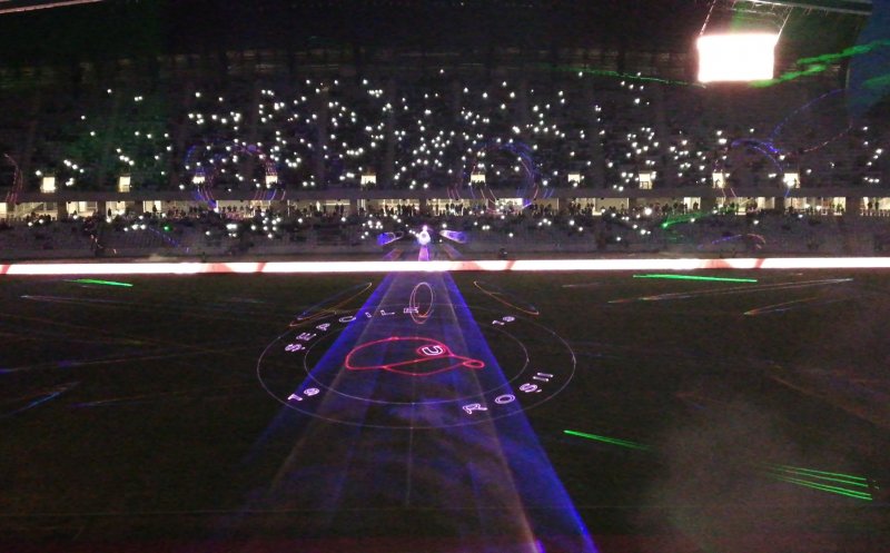 Super show pe Cluj Arena. Un joc de lumini a  încins atmosfera la pauza meciului "U" Cluj-PAOK Salonic