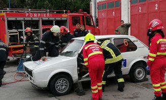 Transilvania Rally 2019. Demonstrație de intervenție în cazul unui accident în timpul cursei oferită de ISU Cluj