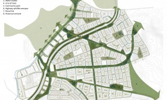 Plan de detaliu pentru SOPOR. Șapte unităţi de cartier, şase staţii de autobuz şi una de tren, alei pietonale și piste de biciclete