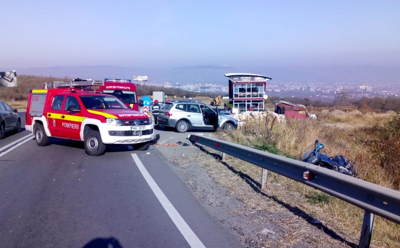 Accident Cluj: Motociclist rănit pe Feleac. A fost aruncat peste parapet