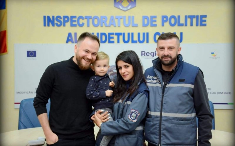 Reîntâlnire emoționantă între polițiștii din Cluj și micuțul pe care l-au escortat la spital