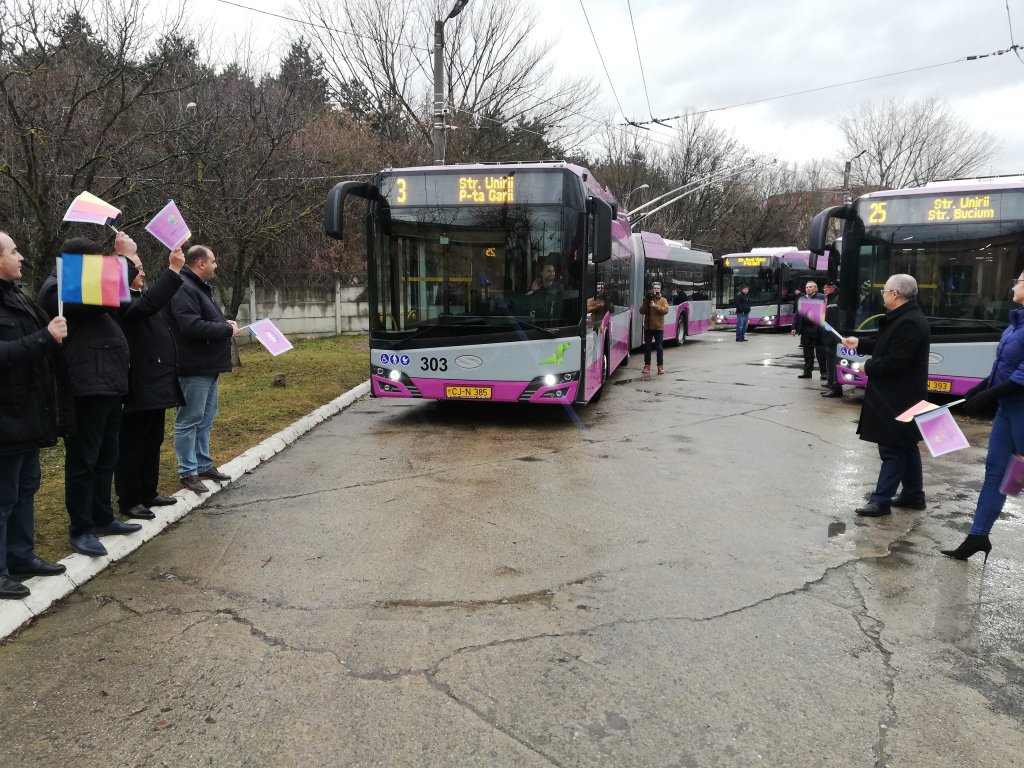 25 de troleibuze noi au intrat în circulație. Astăzi, 50% din transportul în comun din Cluj este nepoluant