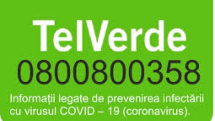 Linia TELVERDE destinată cetățenilor care doresc informații legate de prevenirea infectării cu virusul COVID – 19 (coronavirus) este operațională