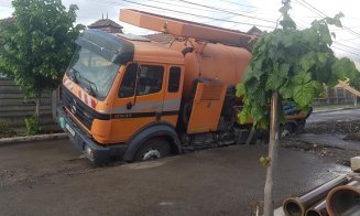 Vidanjera „scufundată” în șosea, la Câmpia Turzii