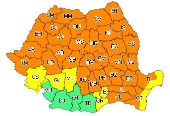Un nou cod portocaliu de furtuni în aproape toată țara
