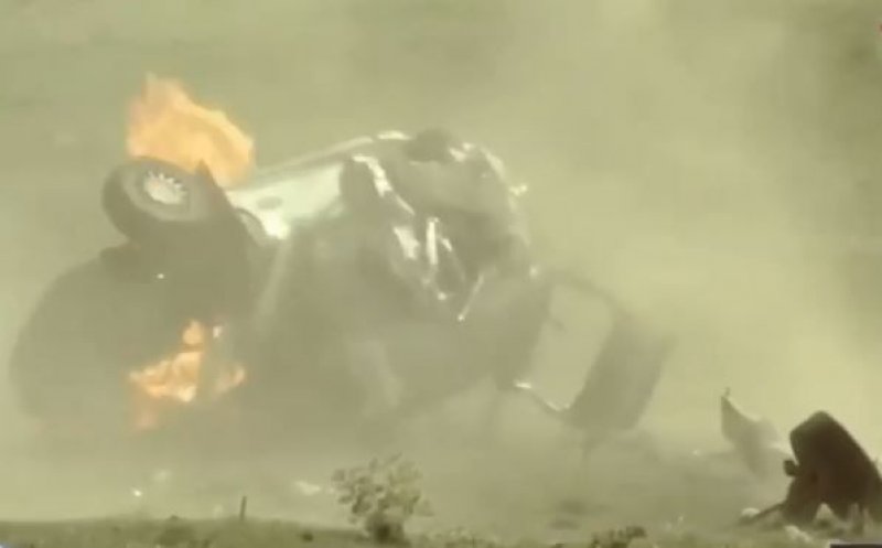 Accident teribil la Raliul Iașului. Mașina echipei clujene Tempestini–Itu s-a dat peste cap și a luat foc