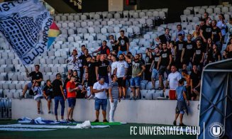 Suporterii lui "U" Cluj, în tribune, pe Cluj Arena, înaintea jocului cu Poli Timișoara!