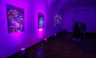 Proiecție de lumini pe Palatul Banffy, la Festivalul Clujotronic