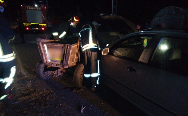 ACCIDENT pe un drum din Cluj. I-a spulberat căruţa şi i-a omorât calul