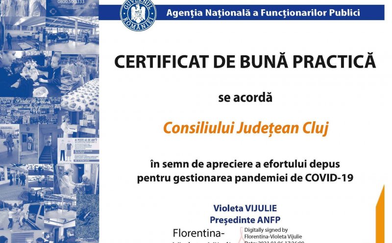 Consiliul Județean Cluj, premiat pentru gestionarea pandemiei de COVID-19