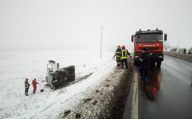 Mașină răsturnată pe Cluj - Turda. S-a rostogolit și ajuns pe câmp