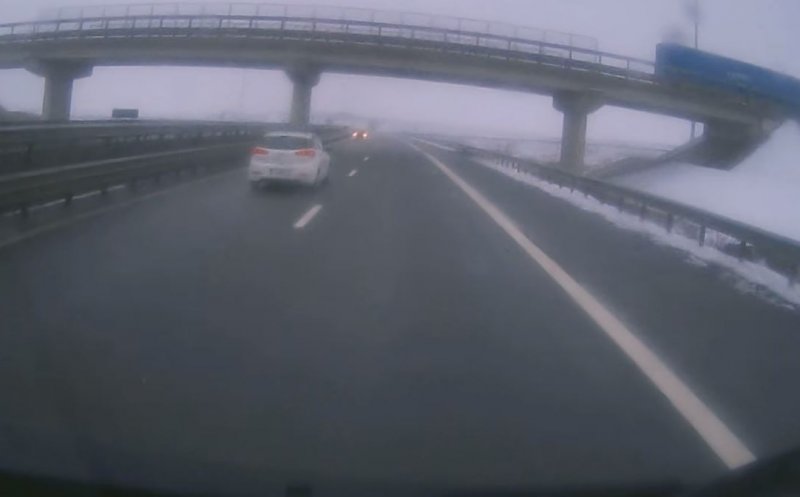 L-au prins! Ce a pățit șoferul care a intrat pe sensul opus pe autostrada Gilău-Turda