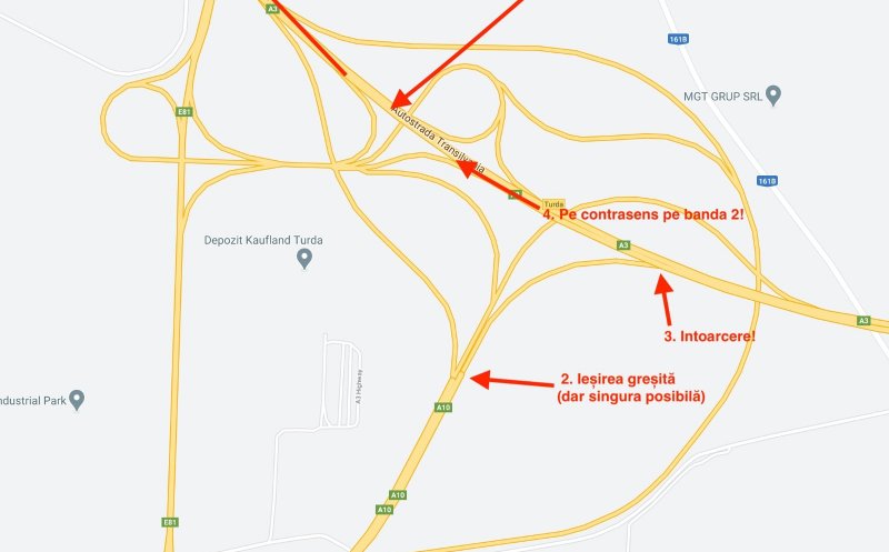 Mersul pe contrasens pe autostradă, o “modă” la Cluj. “Cerem revizuirea semnalizării!”