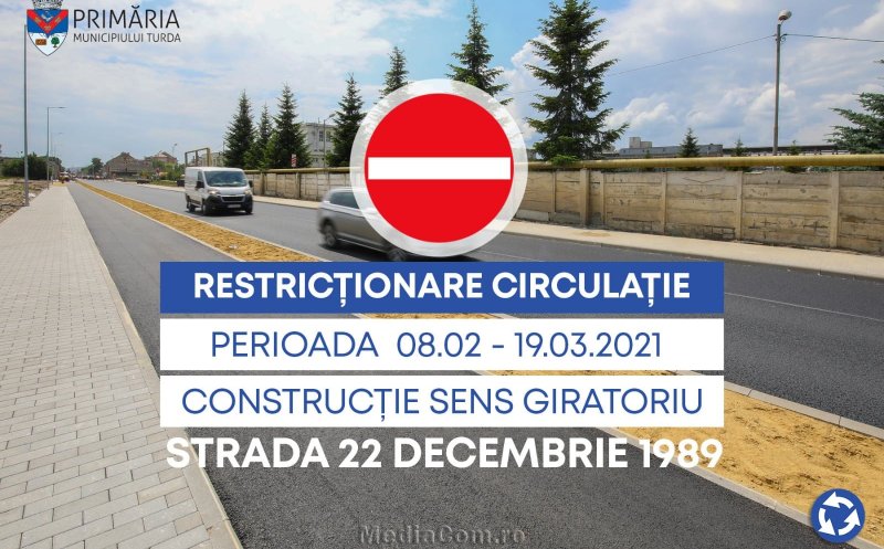 Se face un nou sens giratoriu la Turda, în zona Dedeman. Circulație restricționată timp de o lună și jumătate