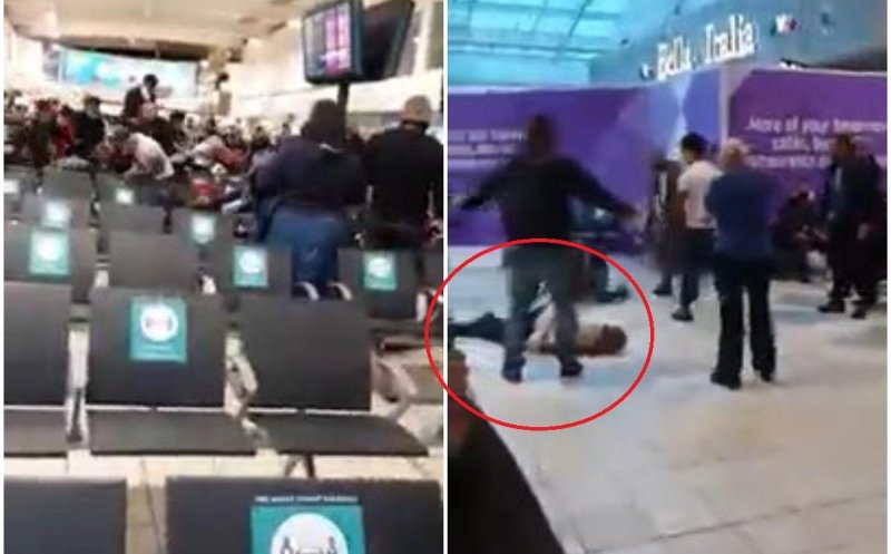 Bătaie ca în filme în Aeroportul din Luton. Un grup de români și-au împărțit pumni și picioare