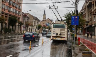 Lucrări pe 21 Decembrie,  între Cuza Vodă și strada Regele Ferdinand