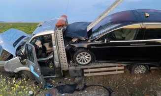 Accident teribil pe A3. A pierdut controlul volanului și s-a înfipt în parapet