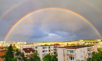 Curcubeu spectaculos surprins la Cluj. S-a văzut din Borhanci, Mărăști, Între Lacuri