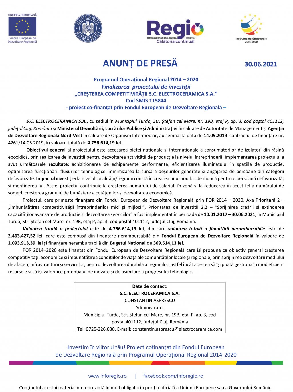 ANUNT DE PRESA