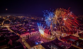 Artificiile de Mica Unire din Cluj-Napoca, văzute din dronă