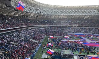 Putin a venit la marele miting-concert de la Moscova, dar a stat foarte puţin