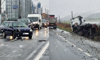 ACCIDENTE în lanț pe Cluj - Gherla. Tamponare în Bonțida și camion răsturnat în șanț
