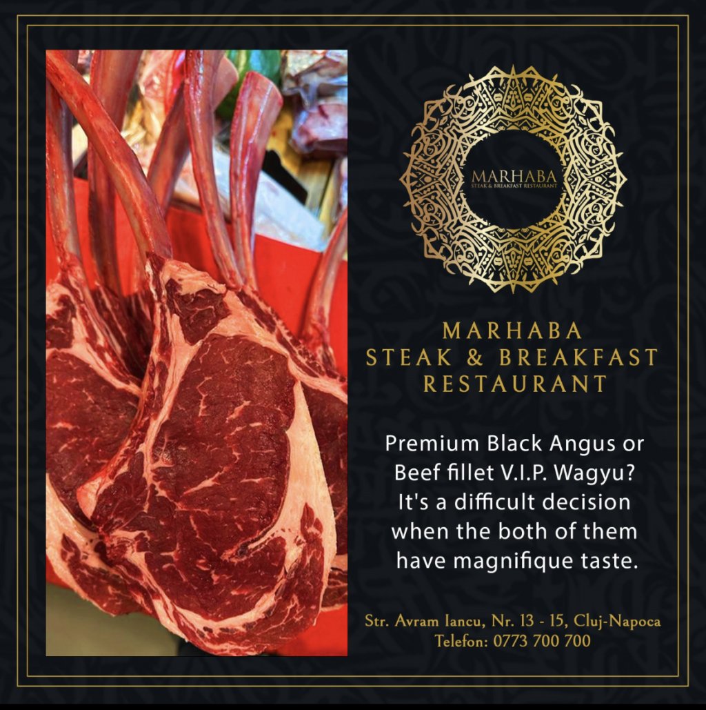 Marhaba Steak & Breakfast Restaurant, desemnat de Google, cel mai bun restaurant de tip „Steak-House” din Cluj-Napoca, la începutul anului 2023!