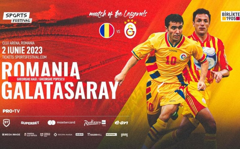 Sports Festival 2023. All Stars Romania și Galatasaray Legends se vor întâlni pe Cluj Arena