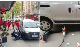 Femeie de 70 de ani, prinsă sub o mașină pe o stradă din Cluj-Napoca. Pompierii și SMURD-ul au intervenit imediat