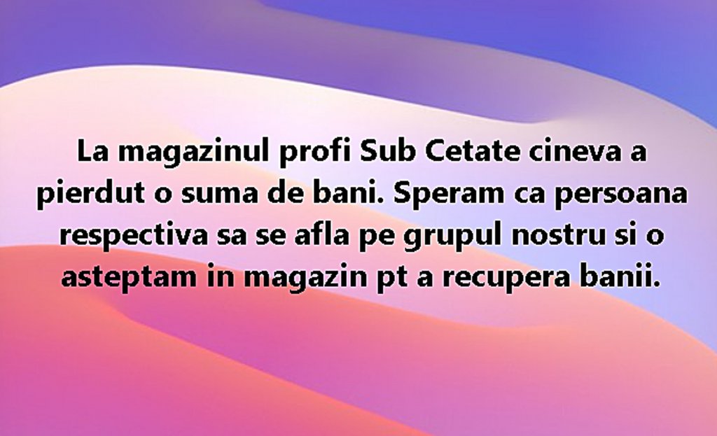 Omenie à la Cluj: "Cineva a pierdut o sumă de bani. O aşteptăm... pt. a recupera banii"