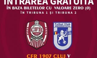 GRATIS la la meciul de baraj dintre CFR Cluj și FCU Craiova